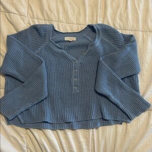 La Hearts Steel Blue Waffle Knit Top